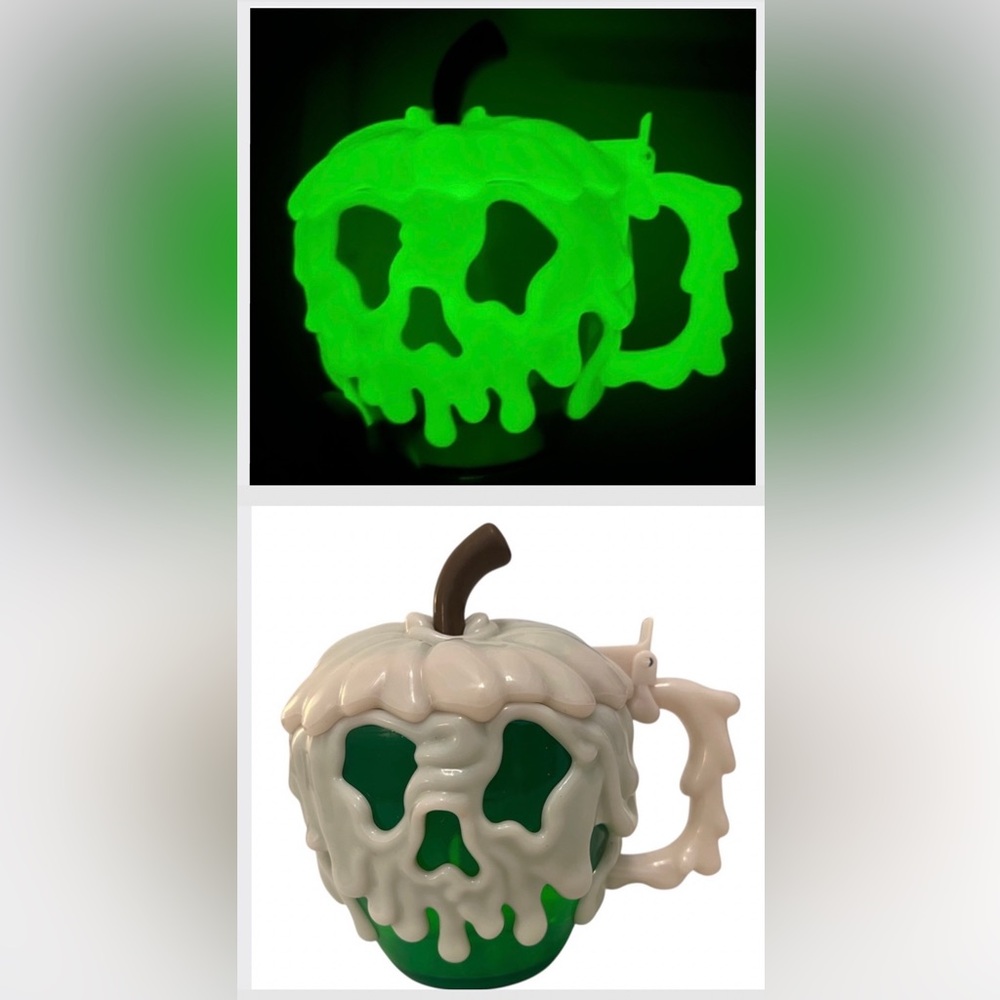 NEW Disney Parks Green Poison Apple Mug Stein Snow White Evil Queen Glow in Dark